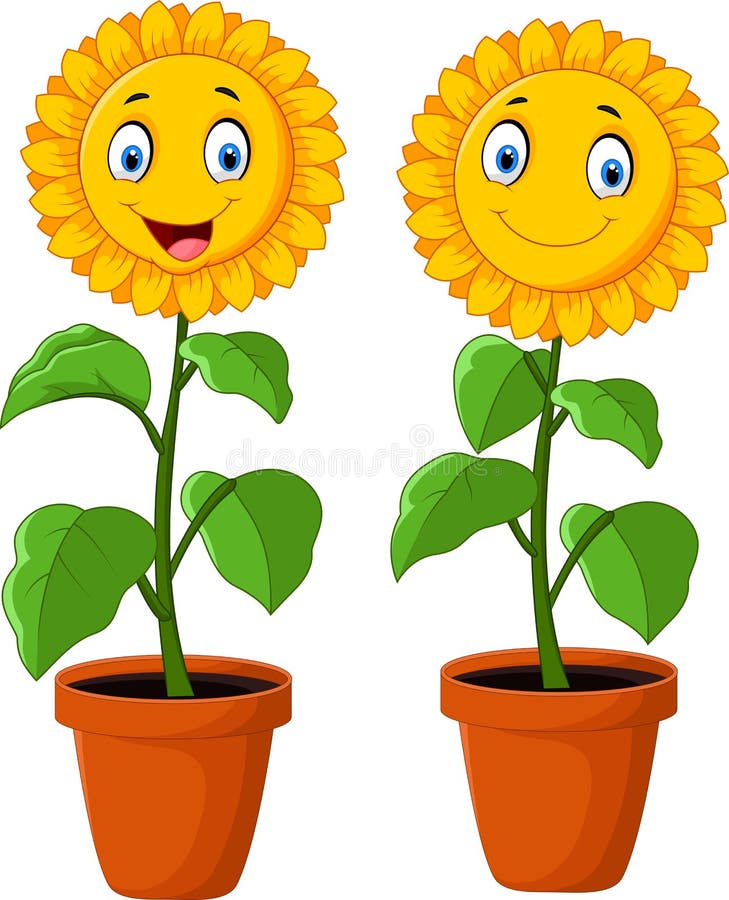 Illustration of Cartoon happy sunflower. Illustration of Cartoon happy sunflower