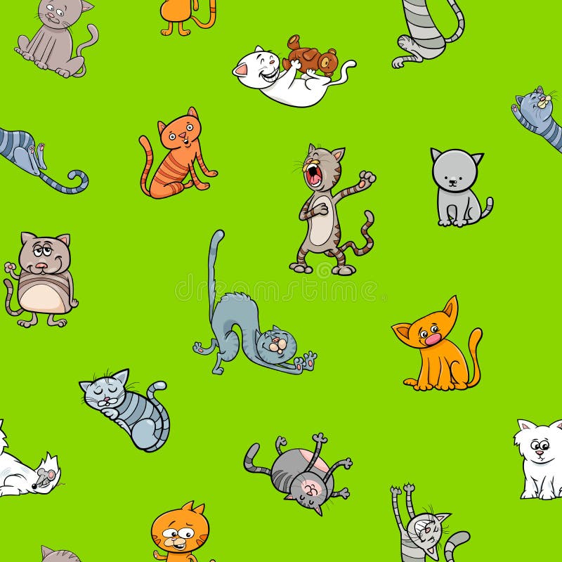 Kreskówka tapetowy projekt z kotów charakterami ilustracja wektor Kreskówka tapetowy projekt z kotów charakterami ilustracja wektor