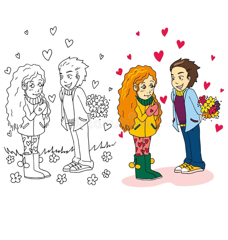 Kreskówka wizerunek para dla valentines dnia ilustracja wektor Kreskówka wizerunek para dla valentines dnia ilustracja wektor