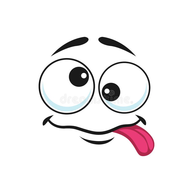 Kreskówka wyczerpana wektor twarzy śmieszne emoji język royalty ilustracja