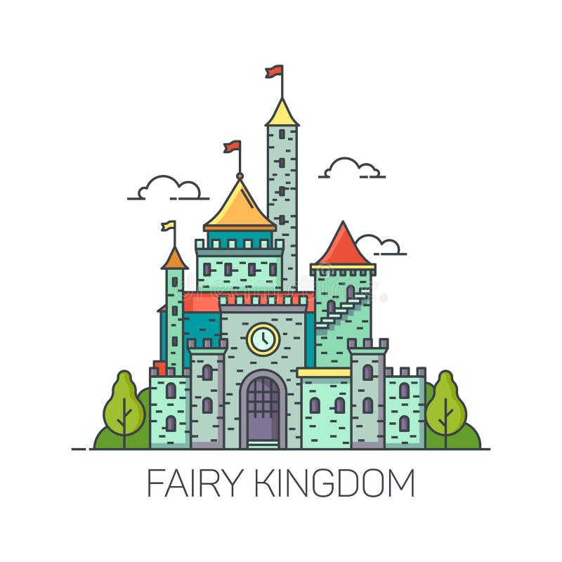 Kreskówki bajki grodowy lub płaski królestwo fort royalty ilustracja Kreskówki bajki grodowy lub płaski królestwo fort royalty ilustracja