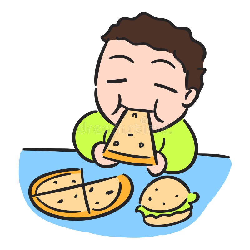 Download Kreskówki Chłopiec Je Pizza Wektoru Zapas Ilustracja Wektor - Ilustracja złożonej z ilustracje, dinner: 57652649