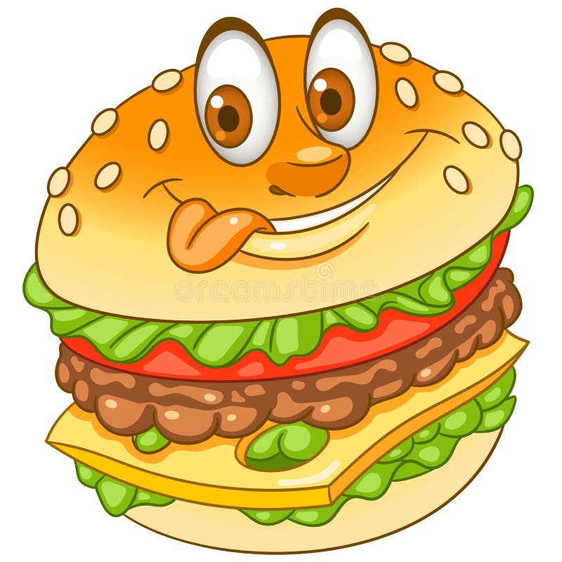 Kreskówki cheeseburger hamburgeru hamburger ilustracja wektor Kreskówki cheeseburger hamburgeru hamburger ilustracja wektor