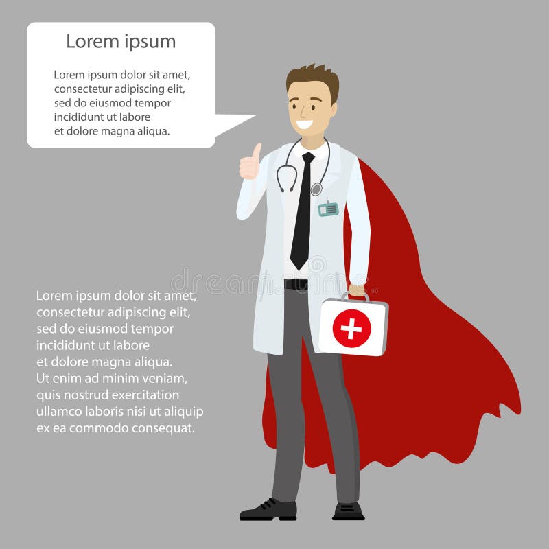 Kreskówki Doktorska samiec w bohater pelerynie ilustracja wektor Kreskówki Doktorska samiec w bohater pelerynie ilustracja wektor