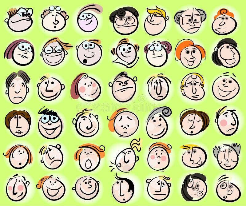 Kreskówki inkasowi emocj expre twarzy ludzie