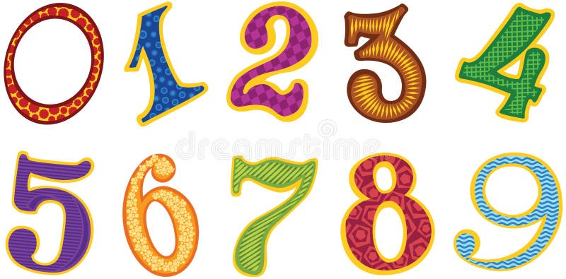 Set of cartoon color decor numbers. Set of cartoon color decor numbers