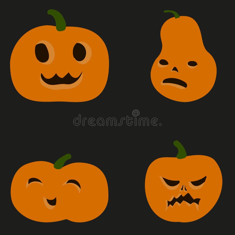 Kreskówki mieszkania stylu kolorowe dyniowe ikony ustawiać Szyldowy zestaw Halloween Wektorowa prosta jarzynowa ilustracja ilustracji Kreskówki mieszkania stylu kolorowe dyniowe ikony ustawiać Szyldowy zestaw Halloween Wektorowa prosta jarzynowa ilustracja ilustracji
