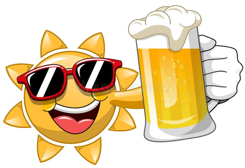 Kreskówki słońce pije piwo