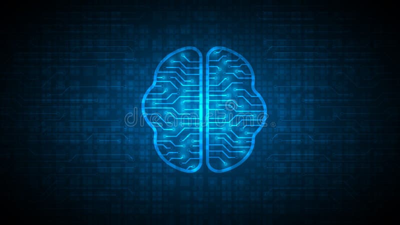 Kretskompetensbakgrund, artificiell intelligensvetenskaplig idé, teknik för inlärningssystem, hjärnprocessor stock illustrationer