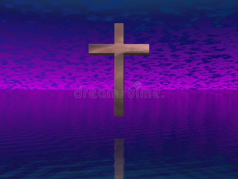 Kreuz im purpurroten Himmel