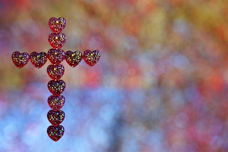 Kreuz von Herzen, ein Feiertag des Tages der LiebeValentinsgrüße und ein wichtiges religiöses Ereignis, vor dem hintergrund der R stockbild Kreuz von Herzen, ein Feiertag des Tages der LiebeValentinsgrüße und ein wichtiges religiöses Ereignis, vor dem hintergrund der R stockbild