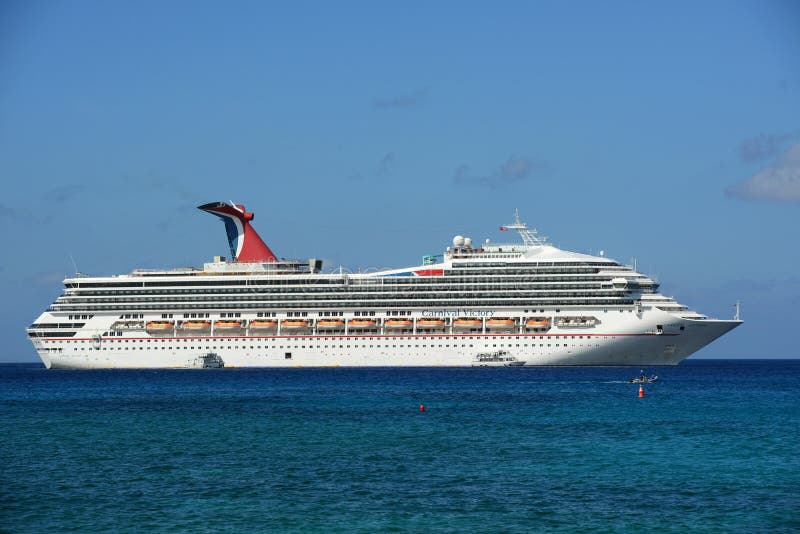 Carnival Cruise ship Victory anchor offshore in George Town, Cayman Islands. Carnival Cruise ship Victory anchor offshore in George Town, Cayman Islands