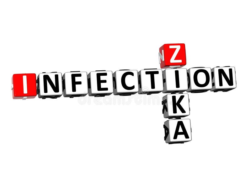 Kreuzworträtsel Zika-Infektions-Wort der Wiedergabe-3D über weißem Hintergrund lizenzfreie abbildung Kreuzworträtsel Zika-Infektions-Wort der Wiedergabe-3D über weißem Hintergrund lizenzfreie abbildung