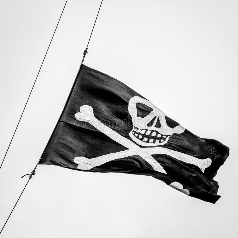 KRI Dewaruci Tall Ship Pirate Flag - B&W Editorial Photo - Image of ...
