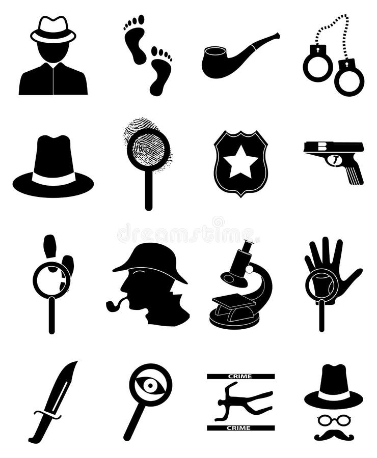 Kriminalare Icons Set royaltyfri illustrationer Kriminalare Icons Set royaltyfri illustrationer
