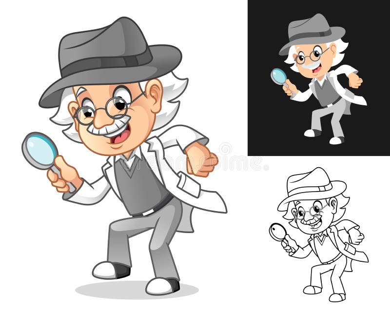 Kriminalinspektör med glasögon och Hat Holding Magnifying Glass royaltyfri illustrationer Kriminalinspektör med glasögon och Hat Holding Magnifying Glass royaltyfri illustrationer