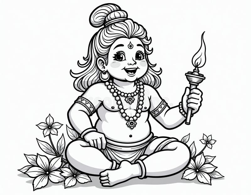 Krishna, un bebé adorable con una antorcha libre illustration