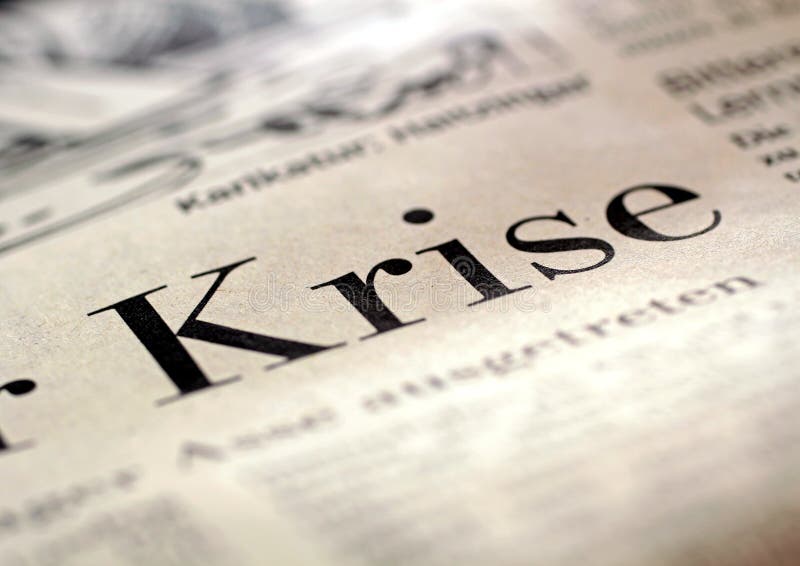 Big headline crisis (Krise) in German business newspaper 2009. Big headline crisis (Krise) in German business newspaper 2009
