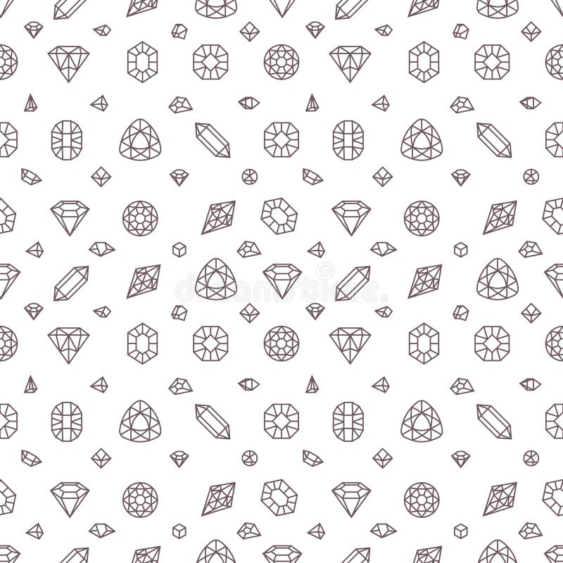 Kristaldiamanten, het vector naadloze patroon van mijnwerkersstenen vector illustratie Kristaldiamanten, het vector naadloze patroon van mijnwerkersstenen vector illustratie