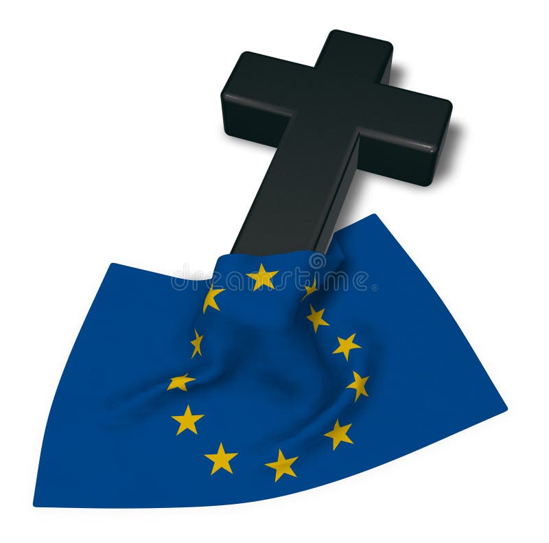 Kristenkors och flagga av den europeiska unionen royaltyfri illustrationer Kristenkors och flagga av den europeiska unionen royaltyfri illustrationer