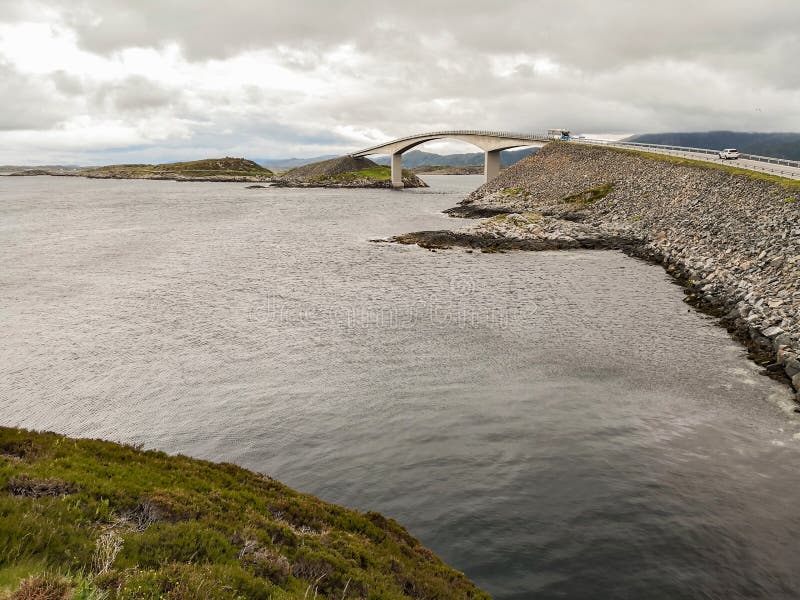 The Atlantic Ocean Road - Atlanterhavsveien in Norway. Construction in Molde stock photo The Atlantic Ocean Road - Atlanterhavsveien in Norway. Construction in Molde stock photo