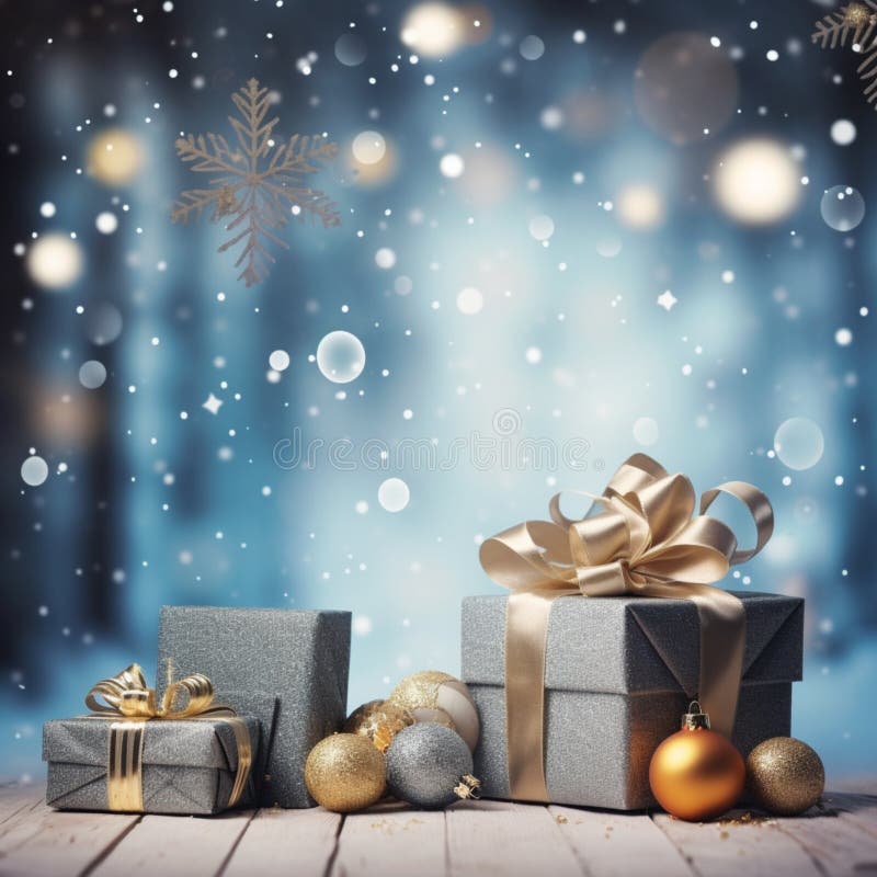 Kristmas-dekorationer presentboxar med gnistrande bokeh generativeai stock illustrationer