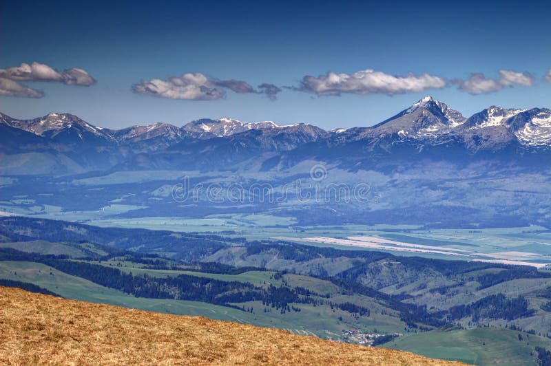 Krivan peak with sunny ridges and green valleys, Tatra Slovakia