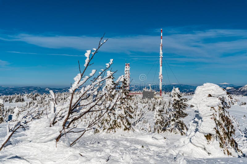 Krizava hill on Martinske hole in Mala Fatra mountains with Beskid mountains on the background