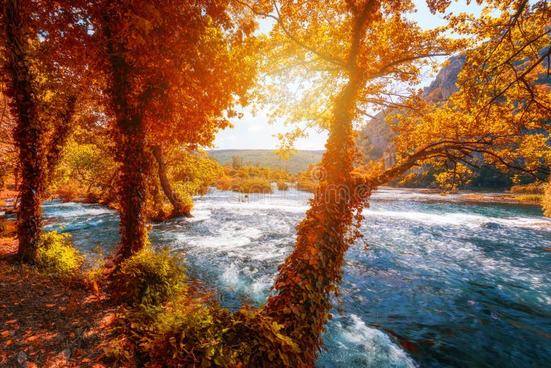 Krka National Park with Autumn Colors of Trees, Famous Travel ...