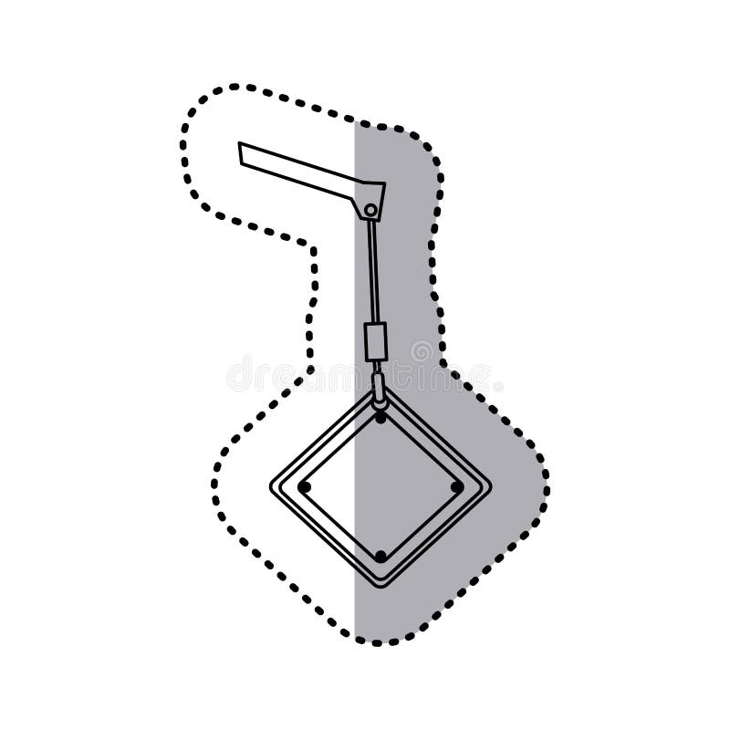 Krok för klistermärkekonturkran som rymmer ett diamanttrafiktecken stock illustrationer
