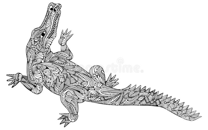 Krokodil Zentangle Stilisierte, Vector, Illustration