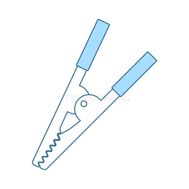 Krokodilgemsymbol. Crocodile Clip Icon. Thin Line With Blue Fill Design. Vector Illustration