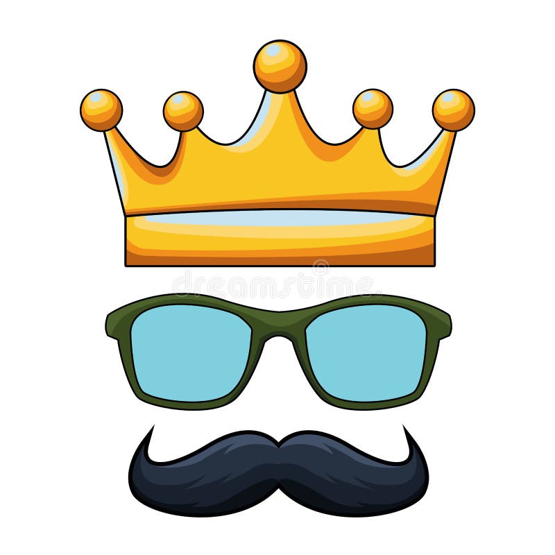 Kronaexponeringsglas och mustaschsymbolstecknad film stock illustrationer Kronaexponeringsglas och mustaschsymbolstecknad film stock illustrationer