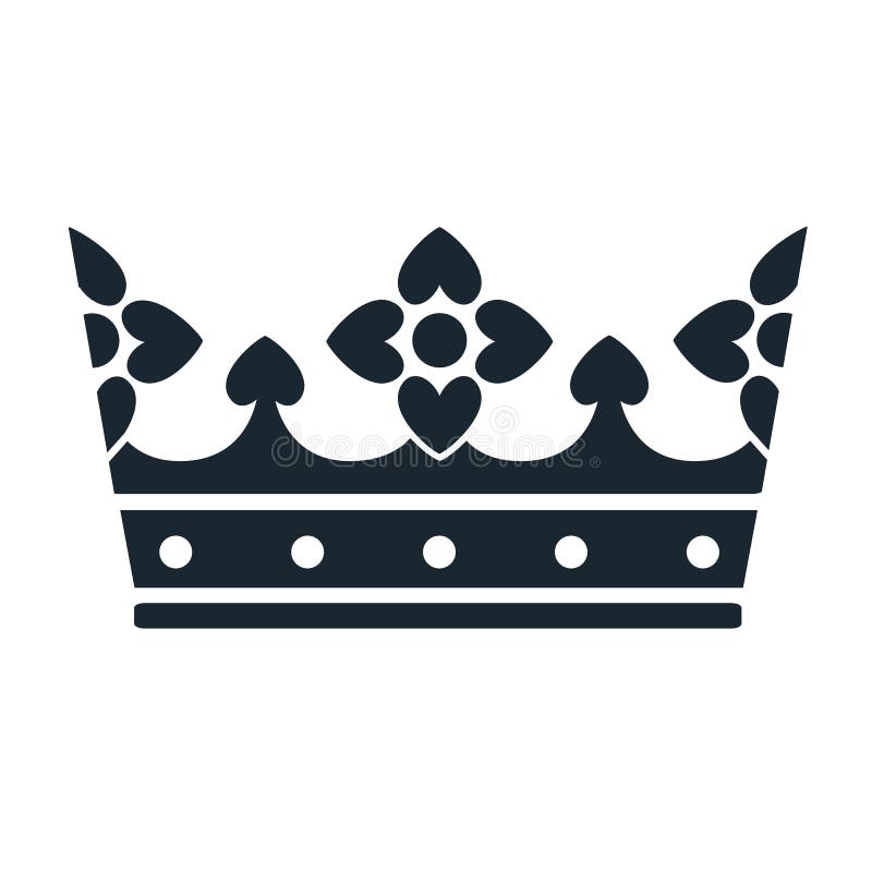 Kronasymbol Enkelt svartvitt kronatecken som isoleras på vit royaltyfri illustrationer