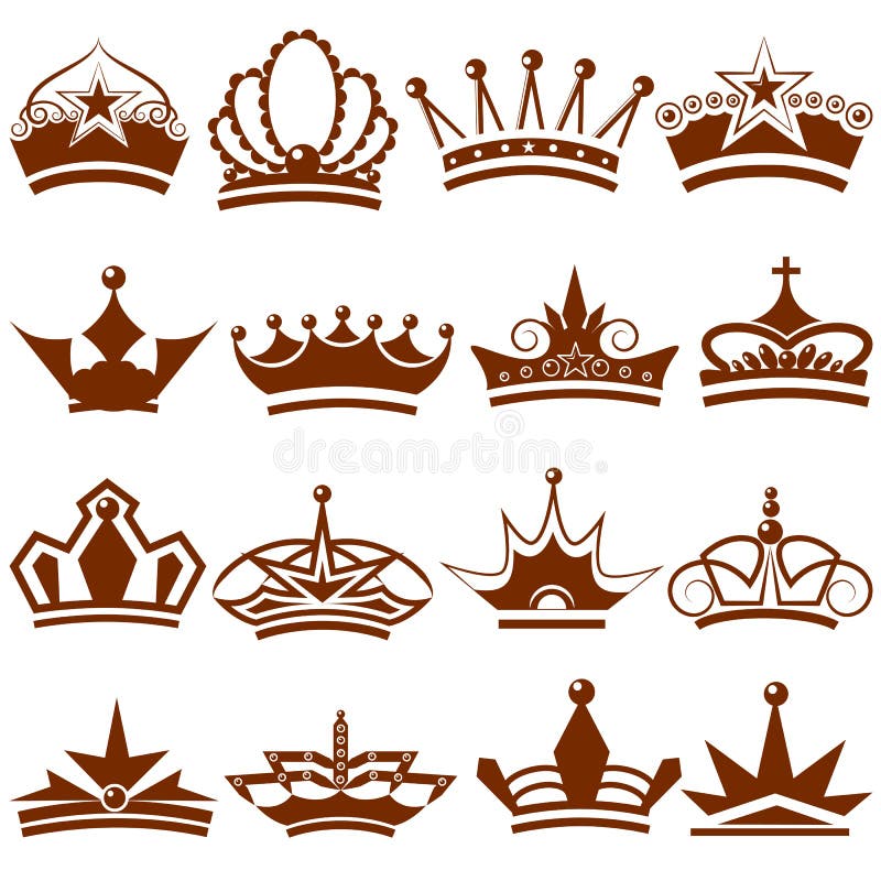 Kronasymbolssamling royaltyfri illustrationer