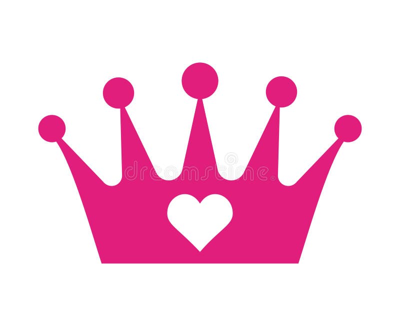 Kronensymbol mit Herz in der Mitte rosa Prinzessin Mädchen Krone Zeichen Silhouette Krone stock abbildung