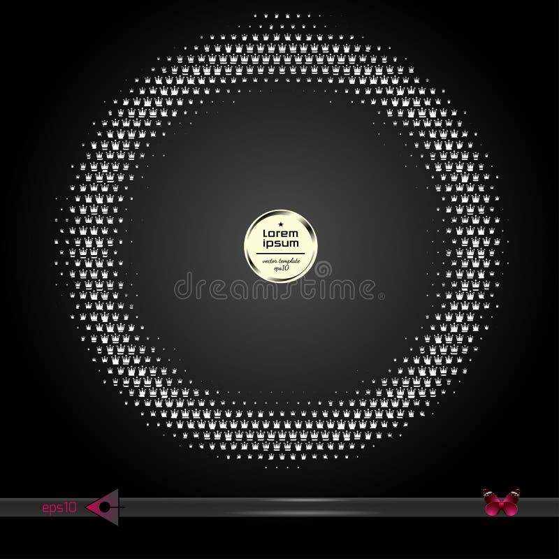 Kroon Vector rond kader Abstracte het patroonachtergrond van het halftint grafische element vector illustratie