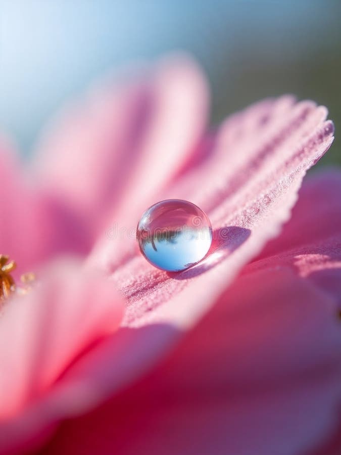 Krople rosy spoczywające na płacie kwiatów z miękkim bokeh ilustracji