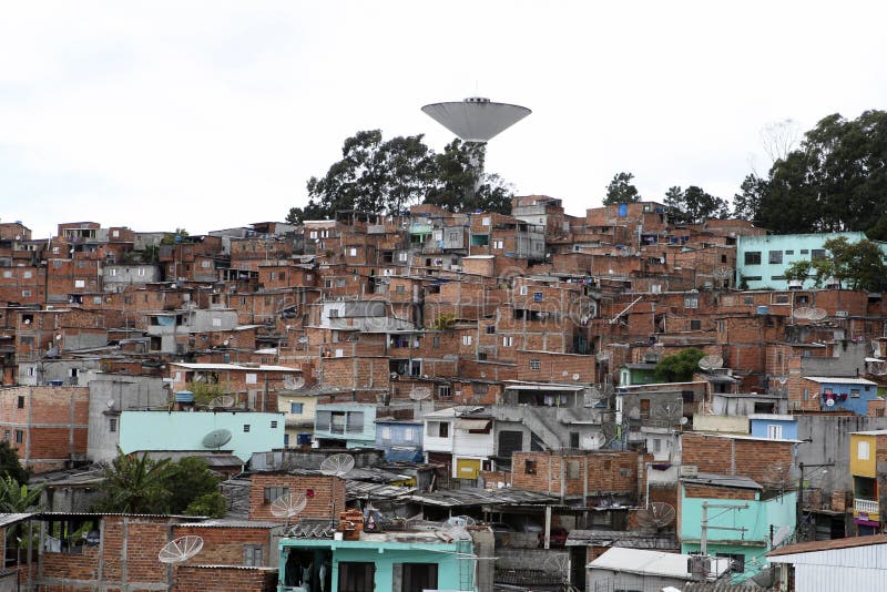 Krottenwijk, buurt van Sao Paulo, Brazilië stock afbeeldingen Krottenwijk, buurt van Sao Paulo, Brazilië stock afbeeldingen
