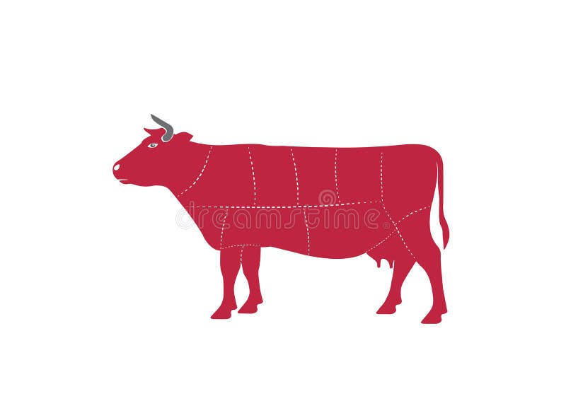 Krowa sieka cięcie wołowinę Bucher dla logo projekta ilustracji wektoru royalty ilustracja Krowa sieka cięcie wołowinę Bucher dla logo projekta ilustracji wektoru royalty ilustracja