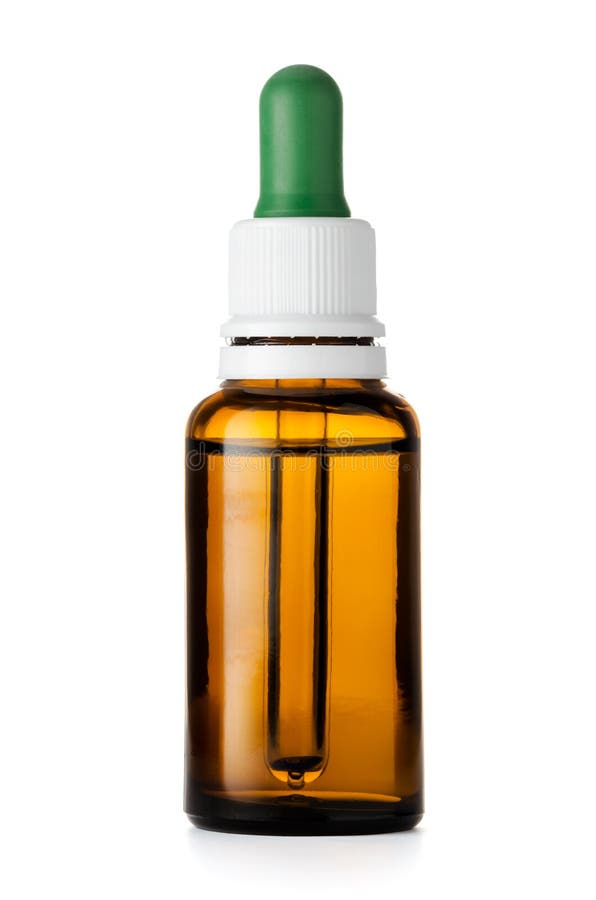 Kruidengeneeskunde of aromatherapy die druppelbuisjefles op wit wordt geïsoleerd royalty-vrije stock fotografie Kruidengeneeskunde of aromatherapy die druppelbuisjefles op wit wordt geïsoleerd royalty-vrije stock fotografie