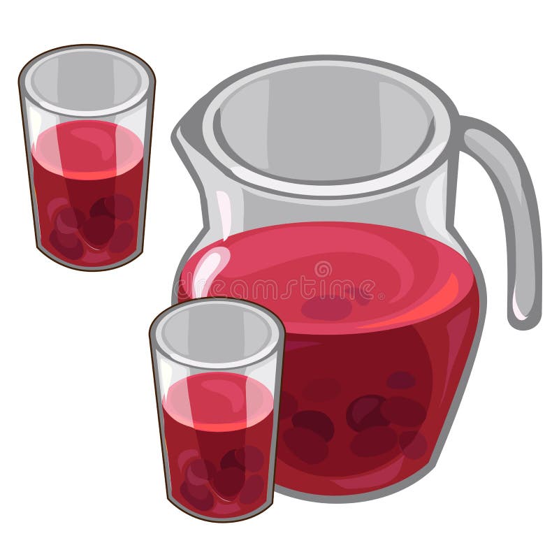 Kruik met rode bessencompote en gevulde glazen royalty-vrije illustratie Kruik met rode bessencompote en gevulde glazen royalty-vrije illustratie