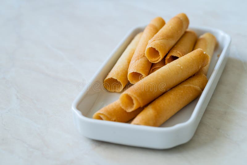 Krumkake Czech Pirouette Cookies Parizske Pecivo Made With A Batter Like Dough Similar To Pancake Batter Wafer Cookies Exist Stock Image Image Of Flat Snack