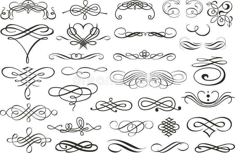 Krusidullgränshörn och rambeståndsdelsamling Vektorkortinbjudan Calligraphic viktoriansk Grunge bröllop vektor illustrationer Krusidullgränshörn och rambeståndsdelsamling Vektorkortinbjudan Calligraphic viktoriansk Grunge bröllop vektor illustrationer