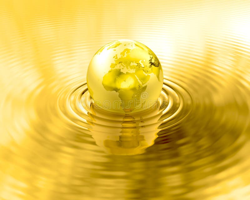 Krusningar för flytande för guld- jordplanet guld- vektor illustrationer Krusningar för flytande för guld- jordplanet guld- vektor illustrationer