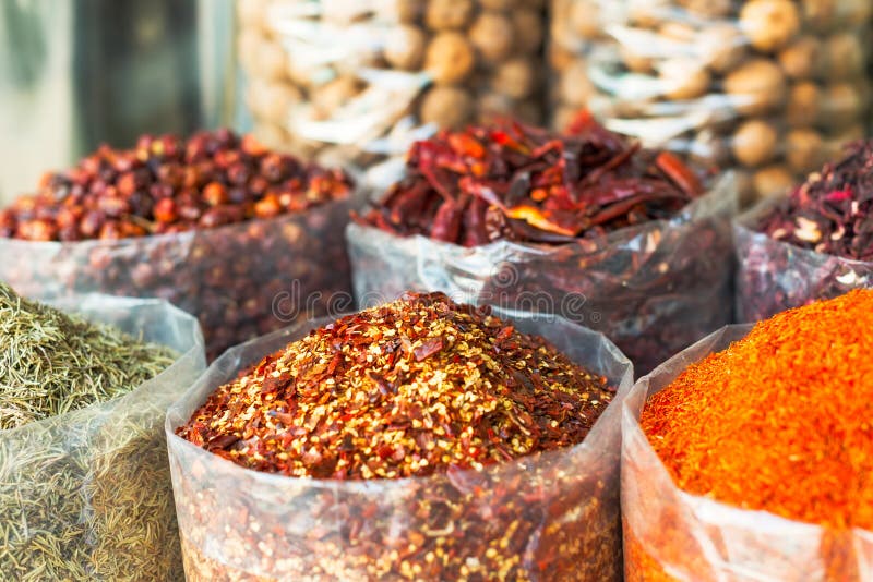 Dried herbs, flowers , spices in the souk at Deira in Dubai. Dried herbs, flowers , spices in the souk at Deira in Dubai