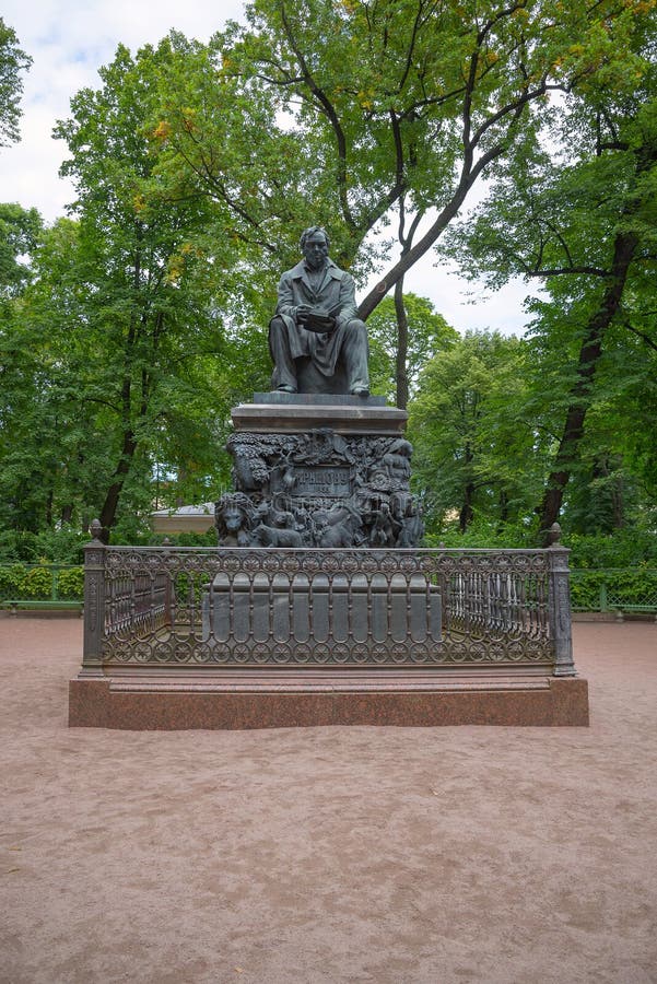 Krylov monument in the Summer Garden stock photos