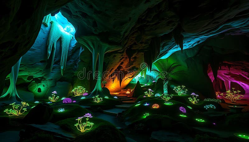 Kryształowa jaskinia niebieska jaskinia magiczne grotto i podziemny cud Fotograficzny genetyka AI ilustracji