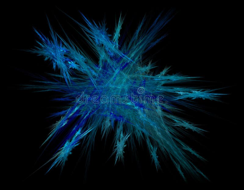 Frozen Blue Ice Crystal Winter Snowflake on Black Background. Frozen Blue Ice Crystal Winter Snowflake on Black Background