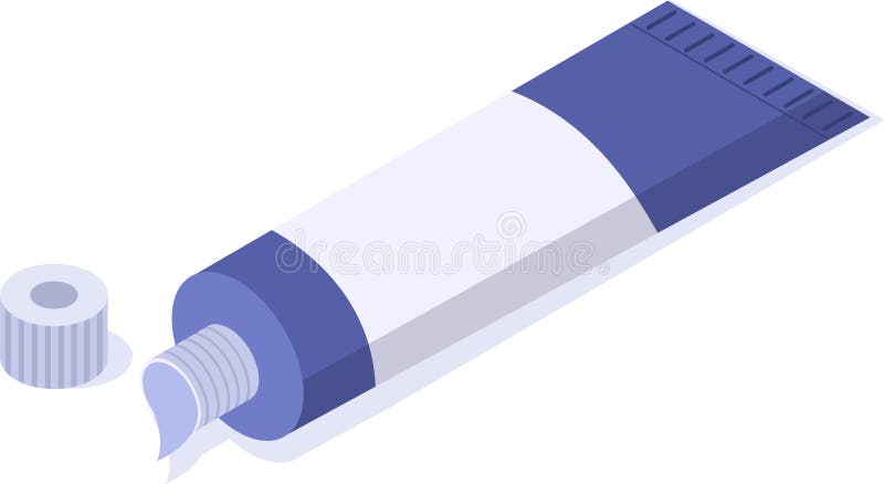 Kräm eller pasta med öppen tub med lock borttaget isolerat på vit bakgrund med isometrisk vy av blank stock illustrationer